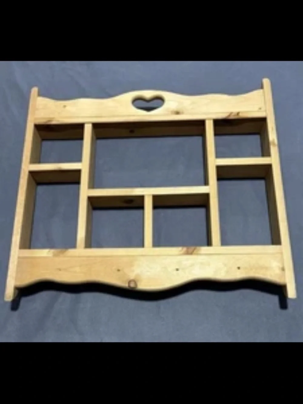 Vintage Wooden Wall Shelf Heart Cutout 4 Peg Rack Country Cottage Decor